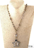 Boho Necklace, RH Antique Brass Silver Stone Glass